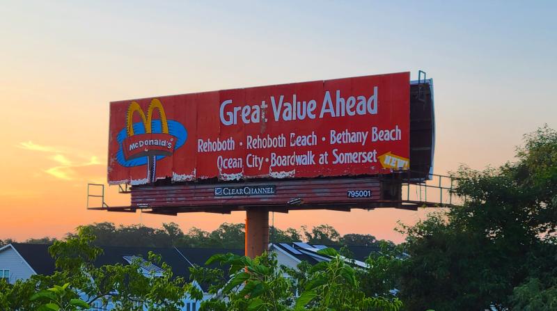 This billboard near the Nassau Bridge outside Lewes is about 30 years old. At least two of the McDonald’s on this sign are no longer open.